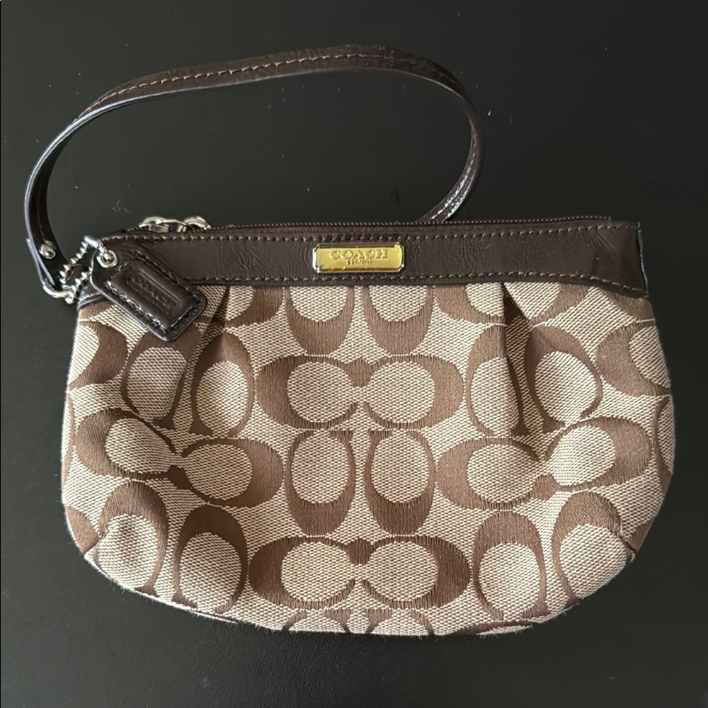 Coach Brown Monogram Clutch Wristlet
